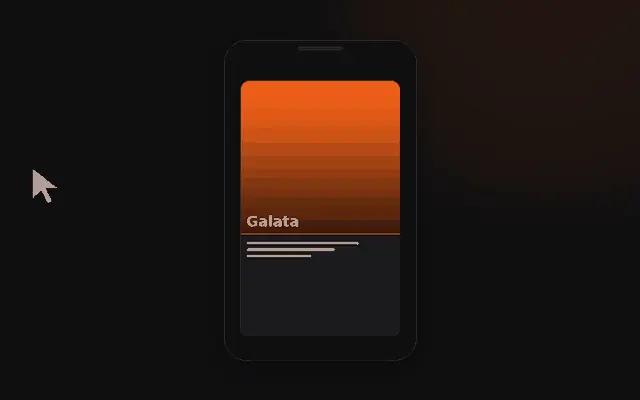 Cursor drags a card across a phone — swipe in action